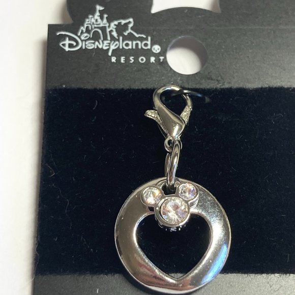 Vintage Disney Mickey Mouse Ears Charm Heart Crystal Signed Zipper Pull Bracelet - Picture 1 of 13
